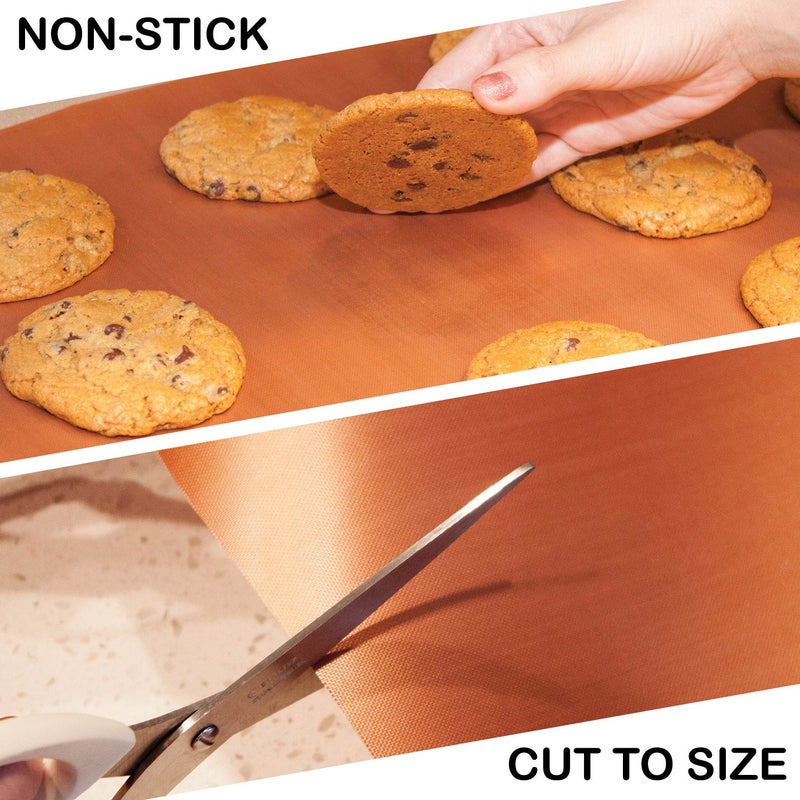 GrillShield - 2 Extra Large Copper Grill and Bake Mats - Best Gift - 17 X 23 inches Non Stick Mats for BBQ Griddle Baking, Reusable and Easy to Clean - Image 3